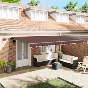 Ročno zložljiva tenda z LED rjava 500x300 cm