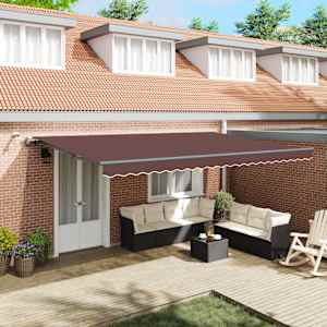 Avtomatsko zložljiva tenda z LED rjava 500x300 cm