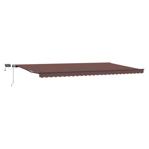 vidaXL k&auml;sitsi sisset&otilde;mmatav varikatus LEDiga, pruun, 600x300 cm