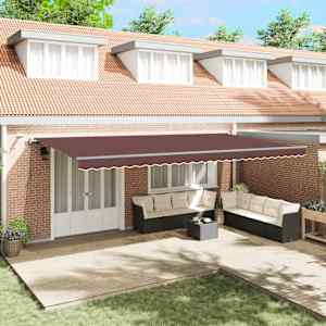 Avtomatsko zložljiva tenda LED rjava 600x300 cm