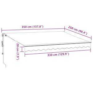 Automatická zatahovací markýza antracitová a bílá 350 x 250 cm - obrázek 11