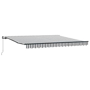 Ručně zatahovací markýza antracitová a bílá 400 x 300 cm - obrázek 2