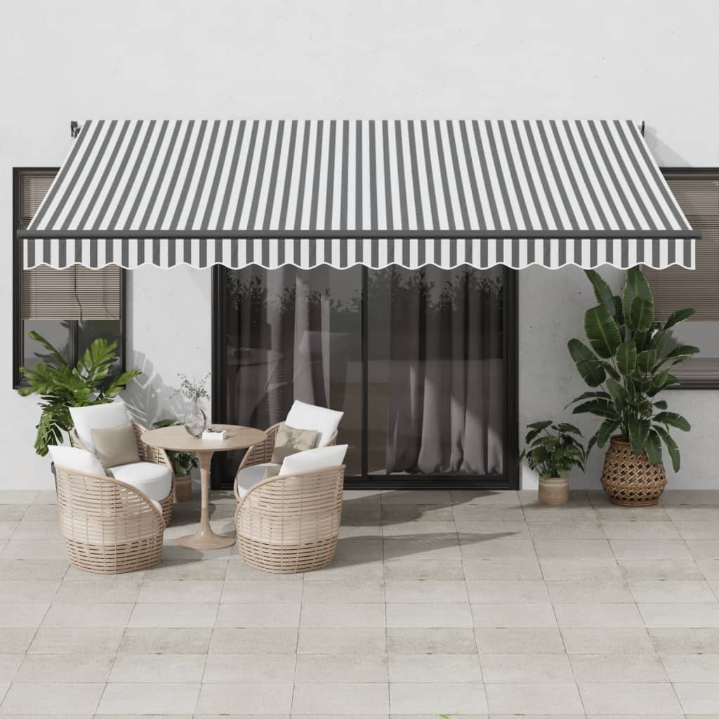 vidaXL Copertină retractabilă automat cu LED, antracit/alb, 450x300 cm