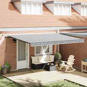 Avtomatsko zložljiva tenda z LED antracit in bela 450x300 cm