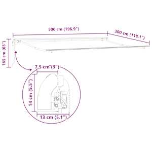 Automatická zatahovací markýza antracitová a bílá 500 x 300 cm - obrázek 12