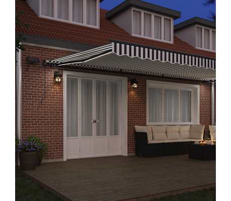 vidaXL Copertină retractabilă manual cu LED, antracit/alb, 600x300 cm