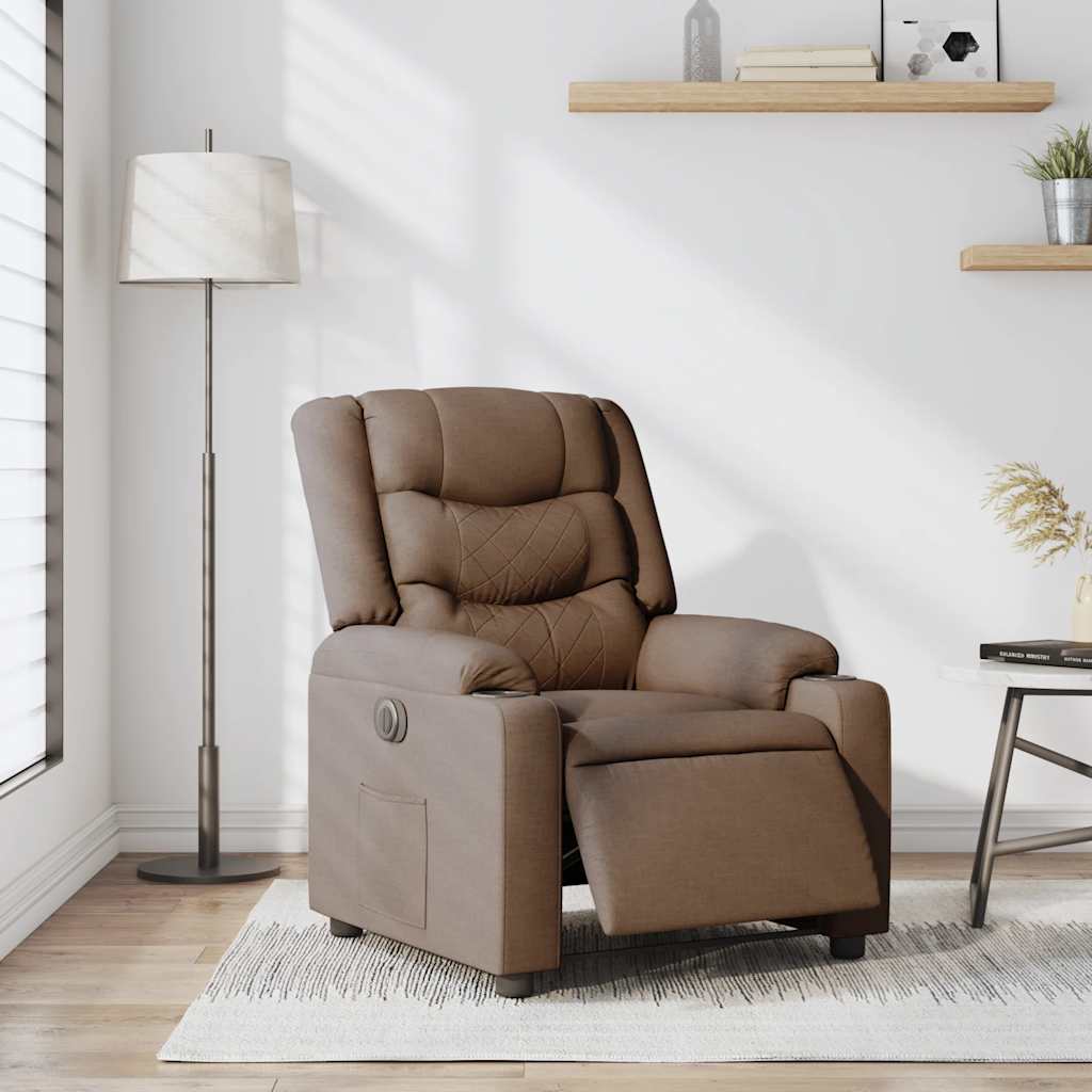 vidaXL - Fauteuil - verstelbaar - elektrisch - stof - bruin