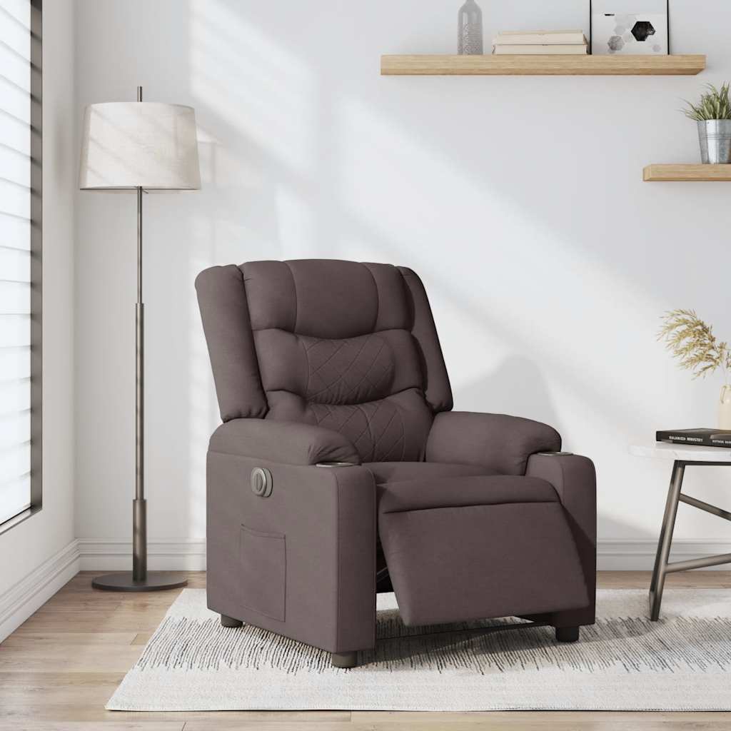vidaXL - Fauteuil - verstelbaar - elektrisch - stof - donkerbruin