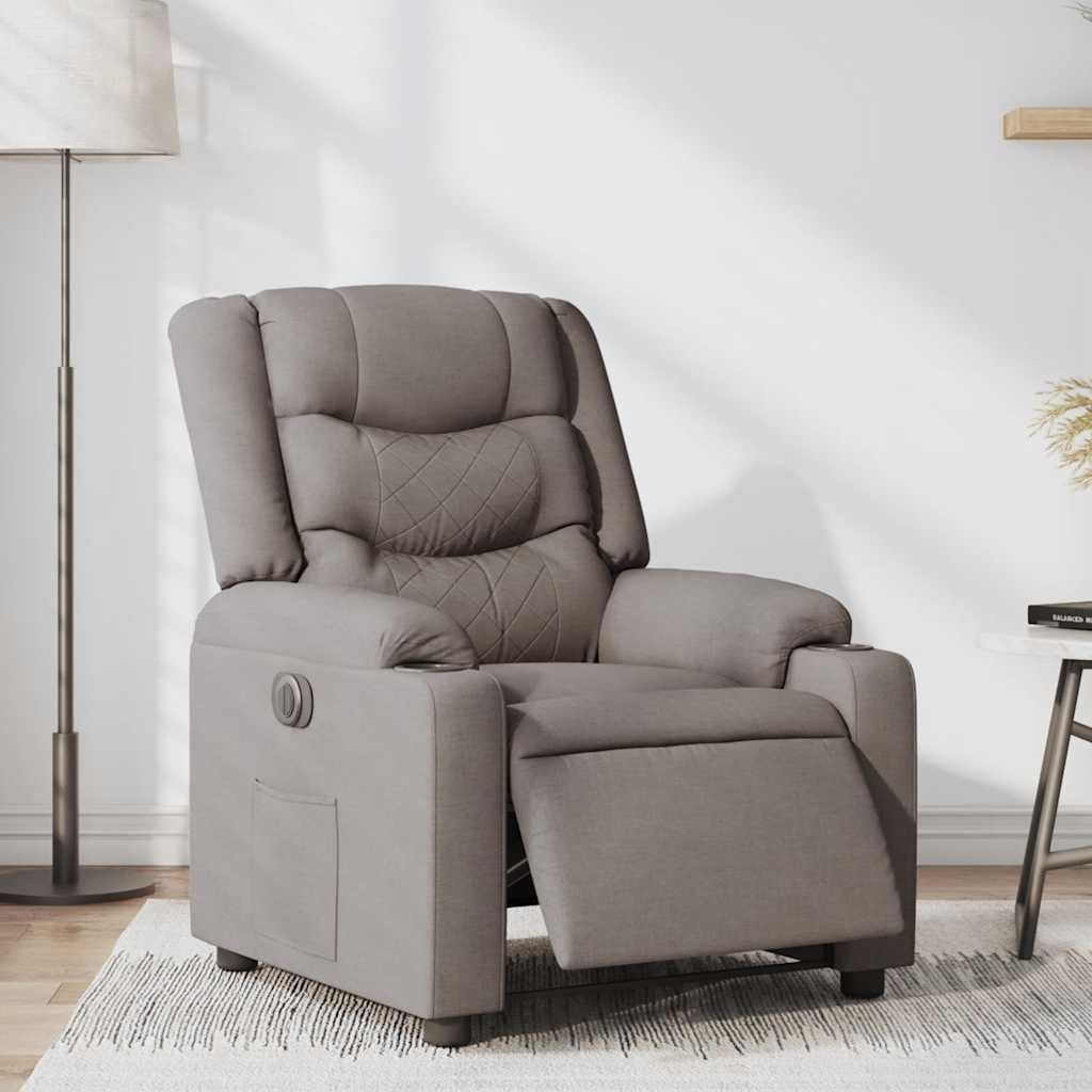 vidaXL Fauteuil verstelbaar elektrisch stof taupe, foto 2