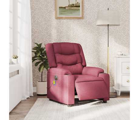 vidaXL Massagesessel Elektrisch Weinrot Stoff