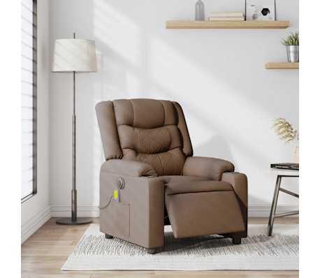 vidaXL Massagesessel Elektrisch Braun Stoff