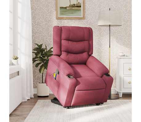 vidaXL Fauteuil inclinable de massage Rouge bordeaux Tissu