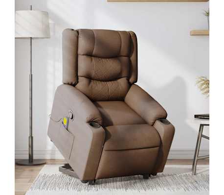 vidaXL Massagesessel mit Aufstehhilfe Braun Stoff