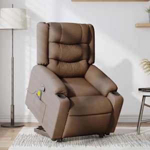 vidaXL Massagesessel mit Aufstehhilfe Braun Stoff