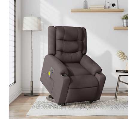 vidaXL Fauteuil inclinable de massage &eacute;lectrique Marron fonc&eacute; Tissu