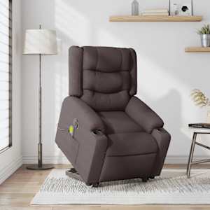 vidaXL Fauteuil inclinable de massage &eacute;lectrique Marron fonc&eacute; Tissu
