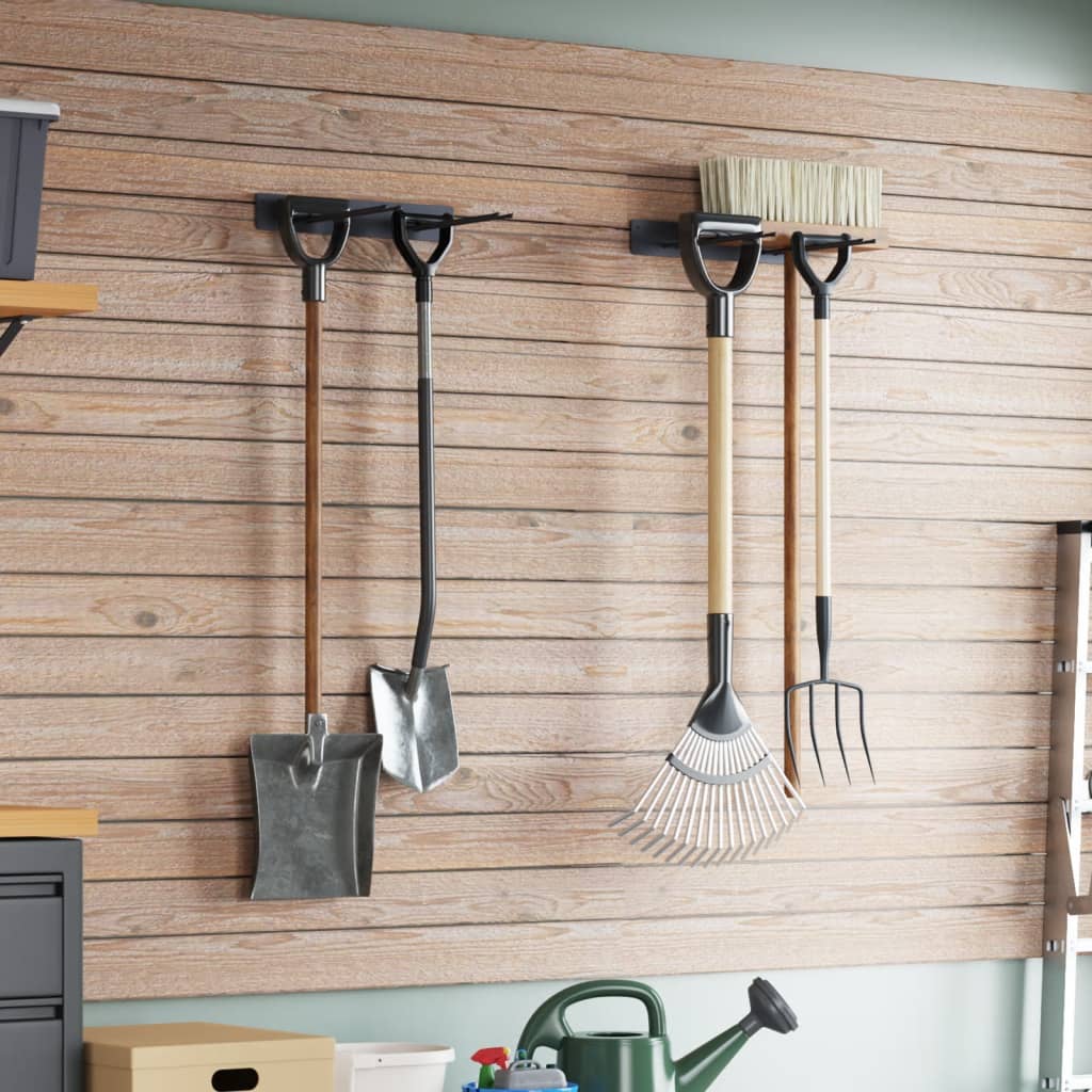  Garden Tool Storage Racks Wall Tool Organiser Tool Hanger Black Steel vidaXL