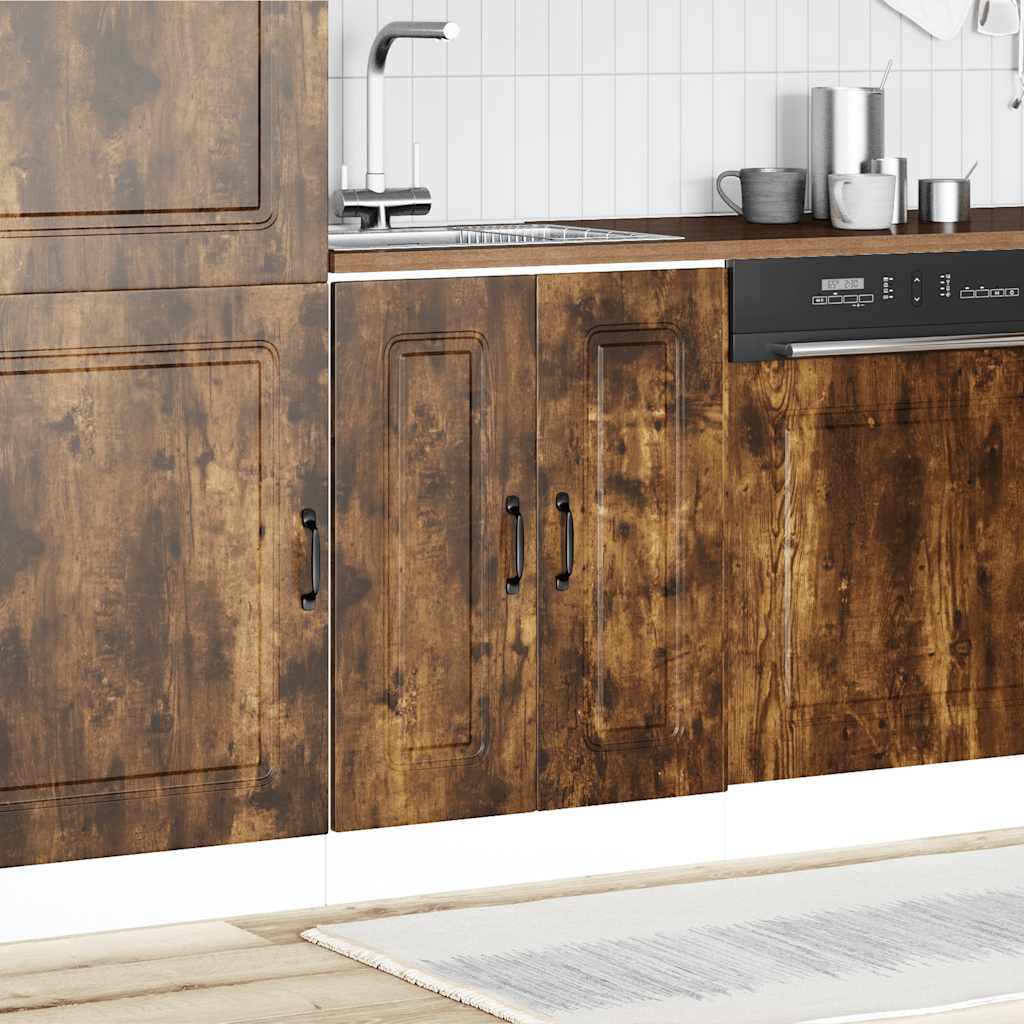 vidaXL Spoelbakonderkast Kalmar 60x46x81,5cm bewerkt hout gerookteiken afbeelding
