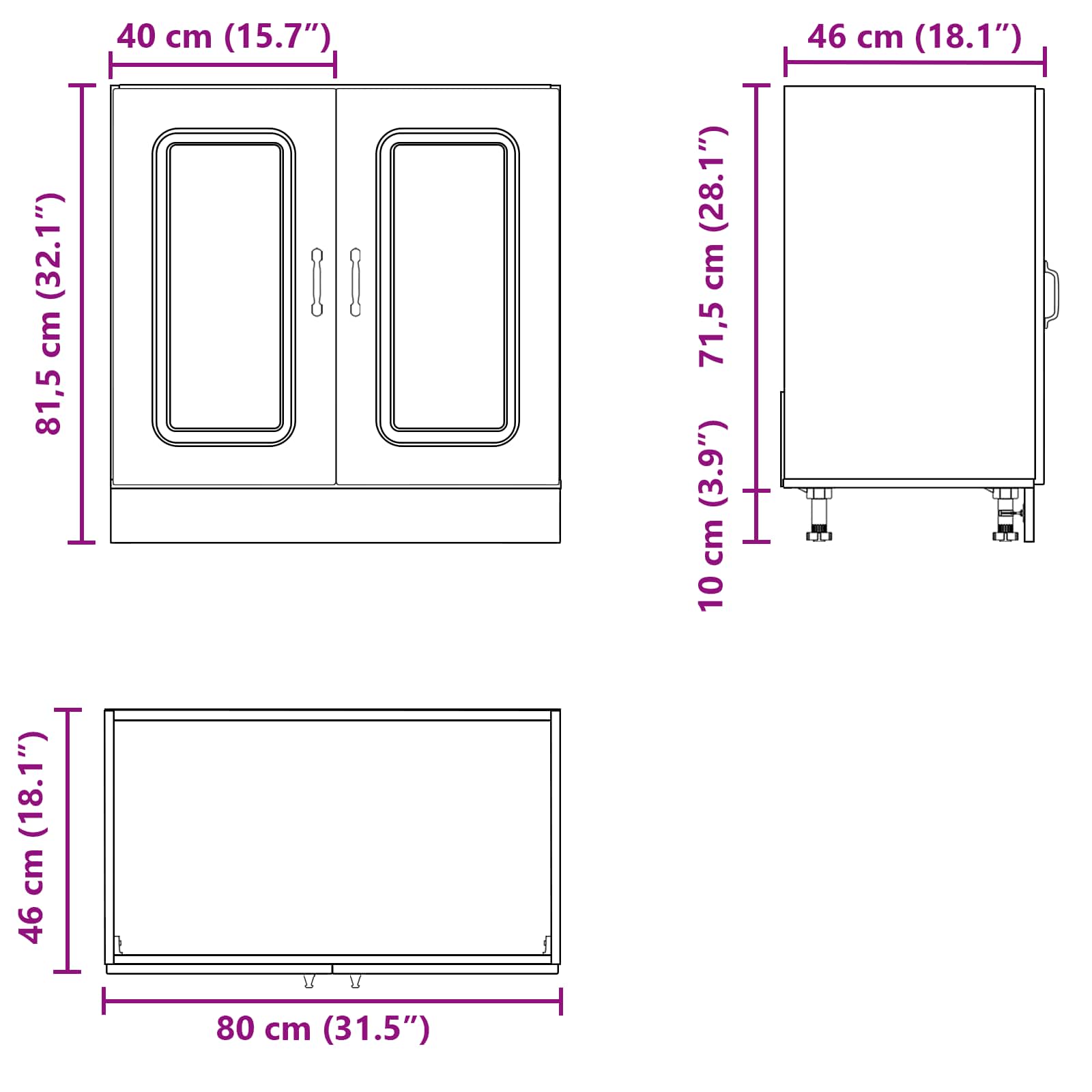 Sink Base Cabinet "Kalmar" size guide
