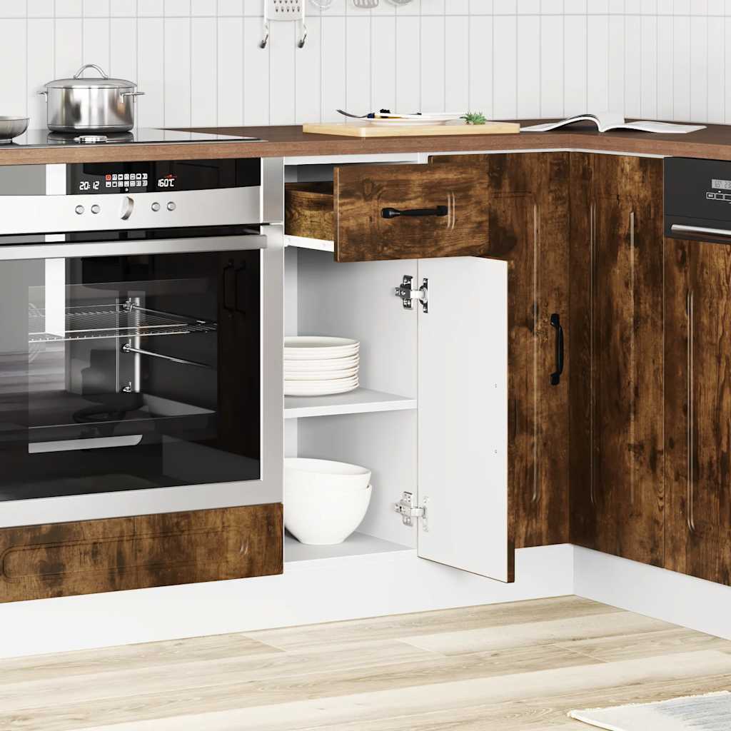 vidaXL Keuken onderkast Kalmar bewerkt hout gerookt eikenkleurig