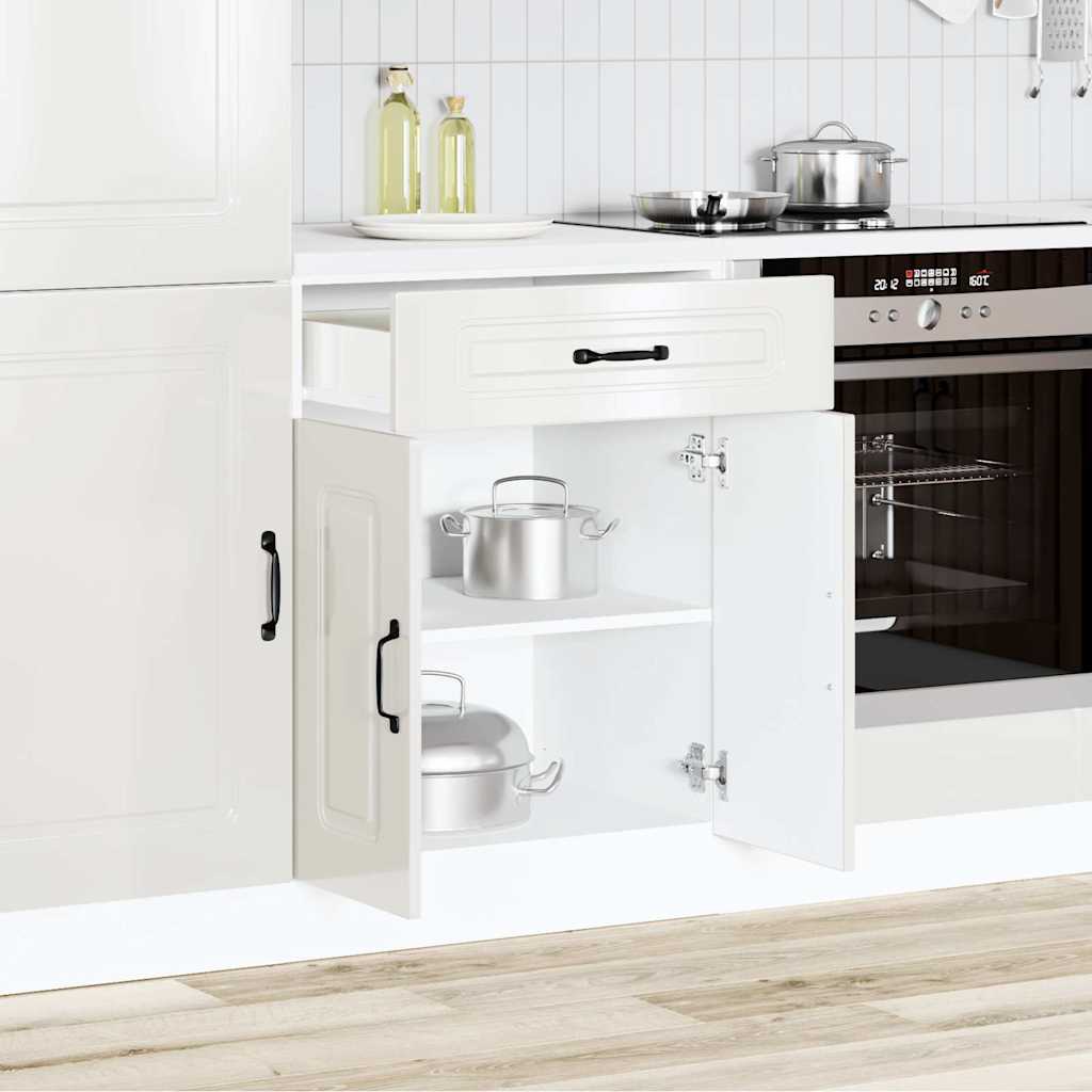 vidaXL Keuken onderkast Kalmar bewerkt hout hoogglans wit afbeelding