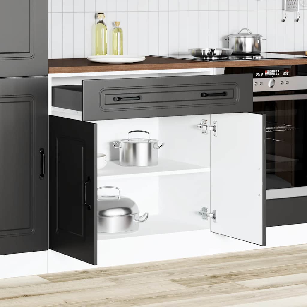 vidaXL Keuken onderkast Kalmar bewerkt hout zwart afbeelding