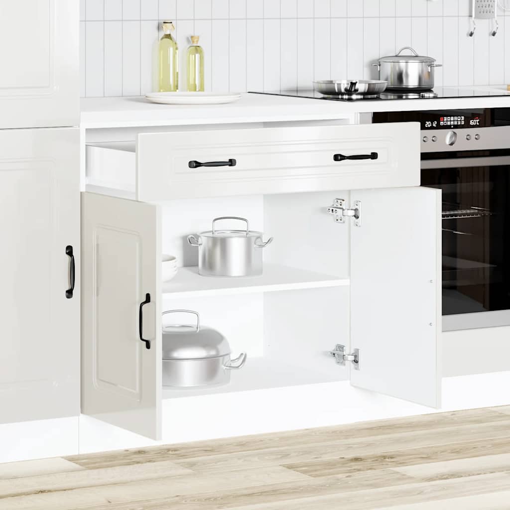 vidaXL Keuken onderkast Kalmar bewerkt hout hoogglans wit afbeelding