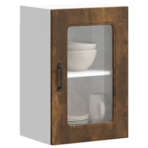 Kuhinjska stenska omarica s steklenimi vrati Kalmar dimljen