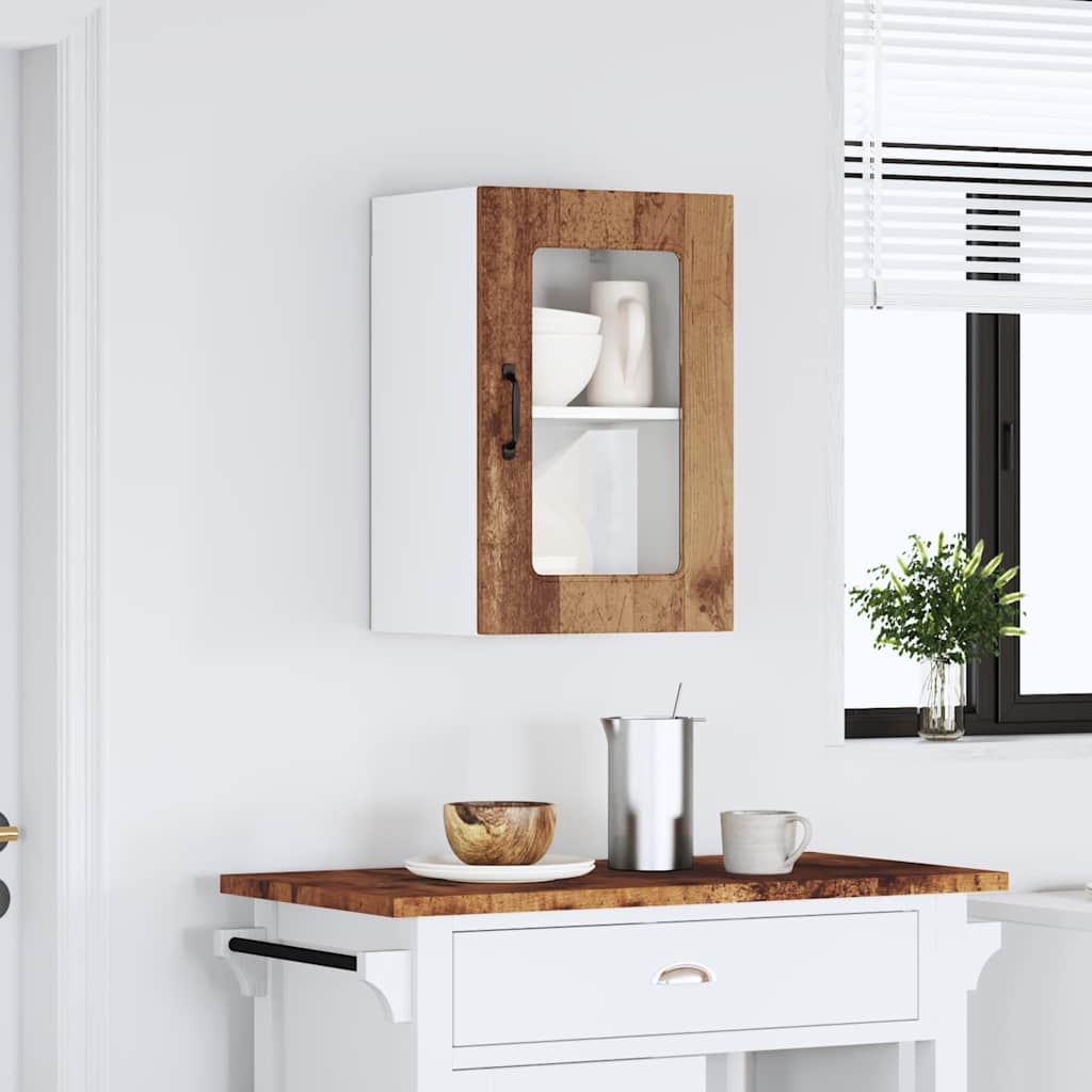vidaXL Keukenwandkast met glazen deur Kalmar bewerkt hout oud houtkleurig afbeelding