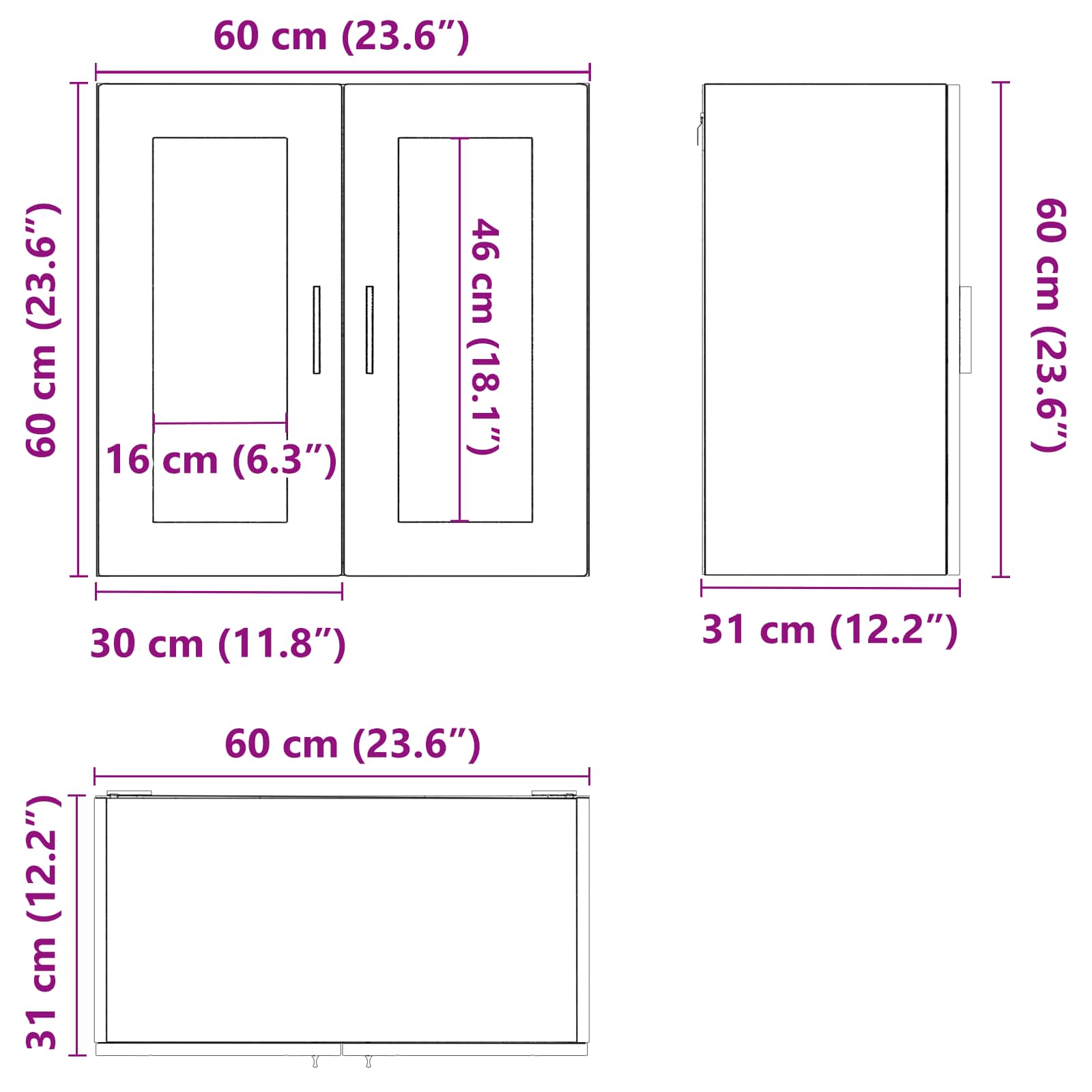 Kitchen Wall Cabinet "Kalmar" size guide