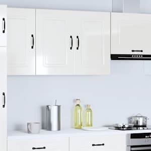 Kuhinjska stenska omarica Kalmar visok sijaj bela inž. les