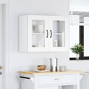 Kuhinjska stenska omarica s steklenimi vrati Kalmar bela