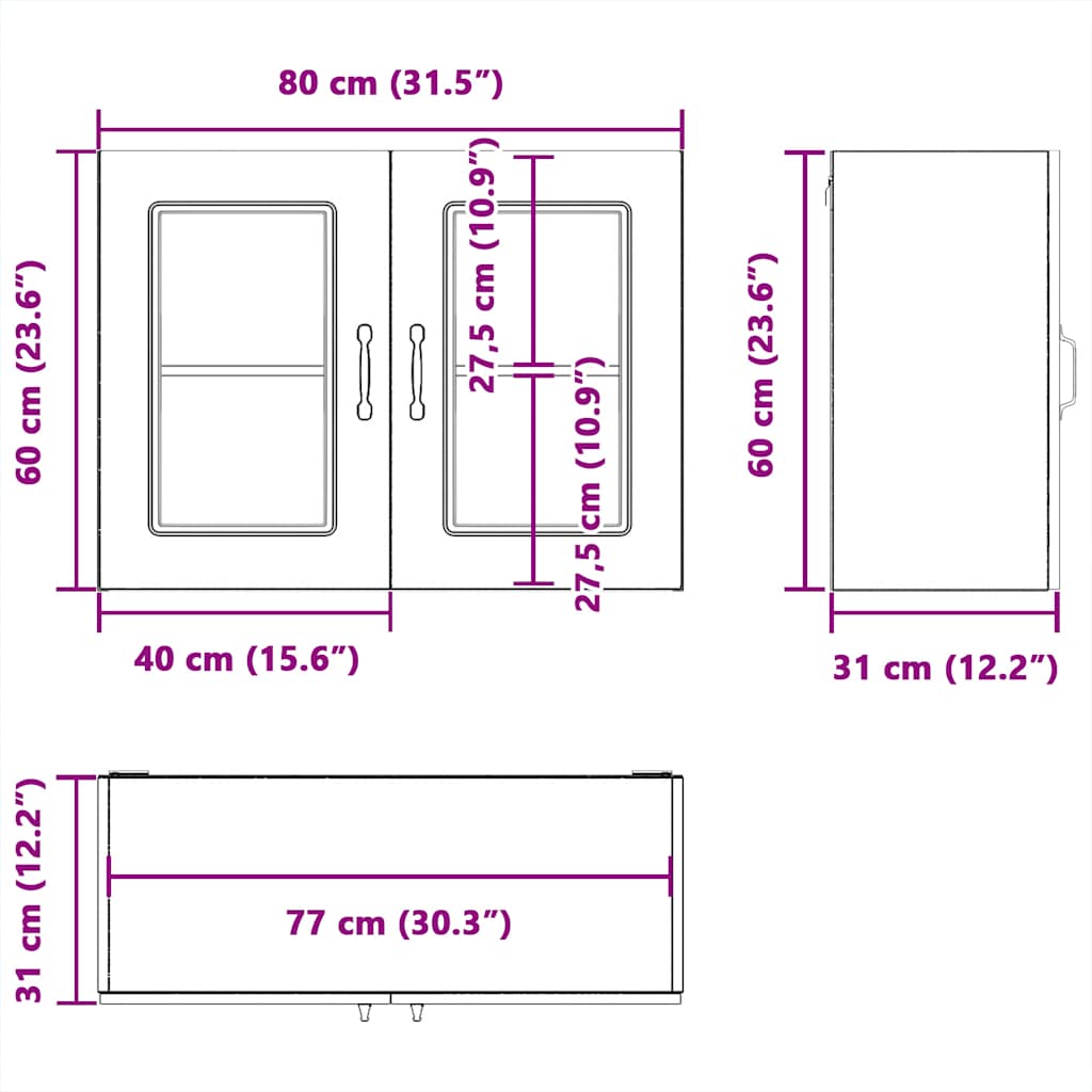 Kitchen Wall Cabinet, Kitchen Wall Cabinets, Armario De Pared De Cocina vidaXL - Imagen 24 de 36