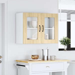 Kuchyňská nástěnná skříňka se skleněnými dvířky "Kalmar" dub sonoma, konstrukční dřevo - obrázek 3