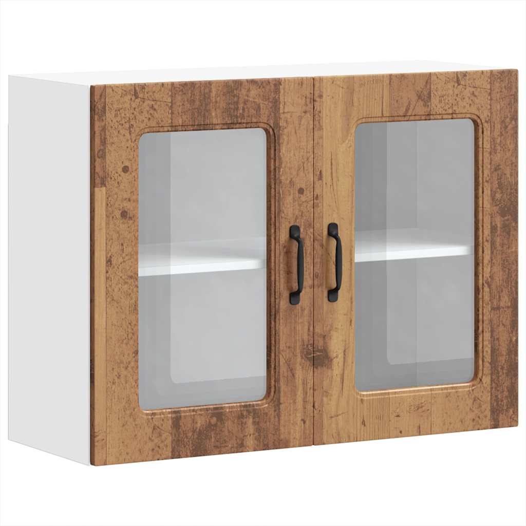 vidaXL Keukenbovenkast met glazen deur bewerkt hout oud houtkleurig bruin, foto 3
