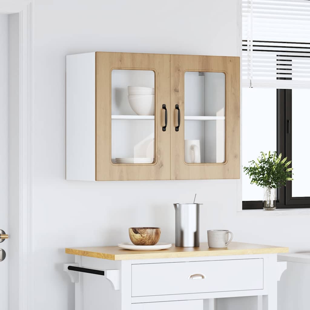vidaXL Keukenwandkast met glazen deur Kalmar bewerkt hout artisanaal eiken afbeelding