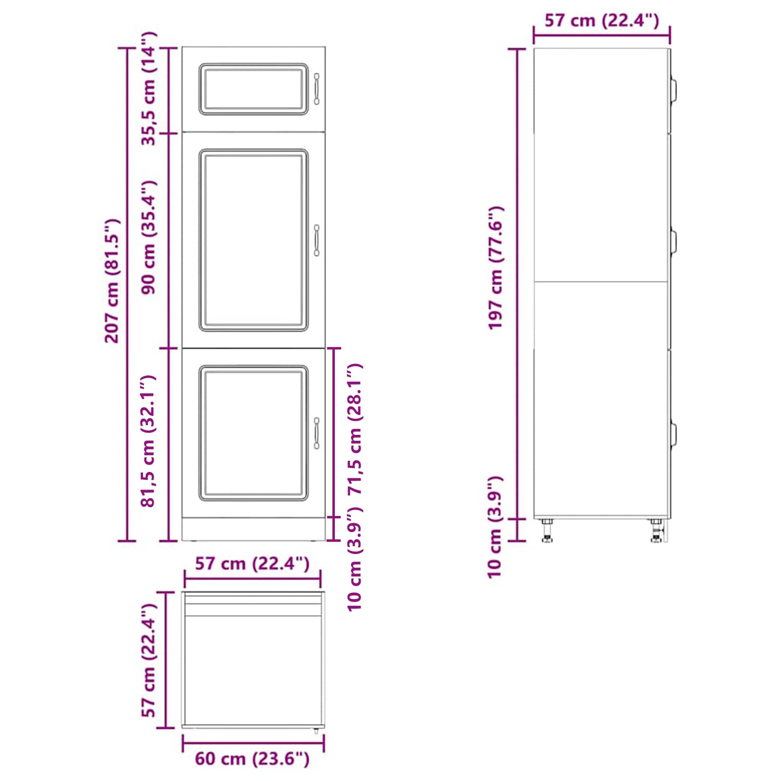 Kitchen Cupboard "Kalmar" size guide