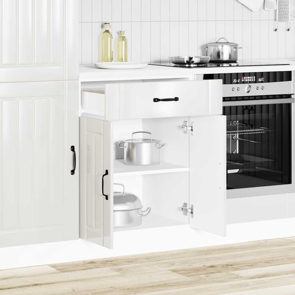 vidaXL Keuken onderkast Lucca bewerkt hout hoogglans wit afbeelding