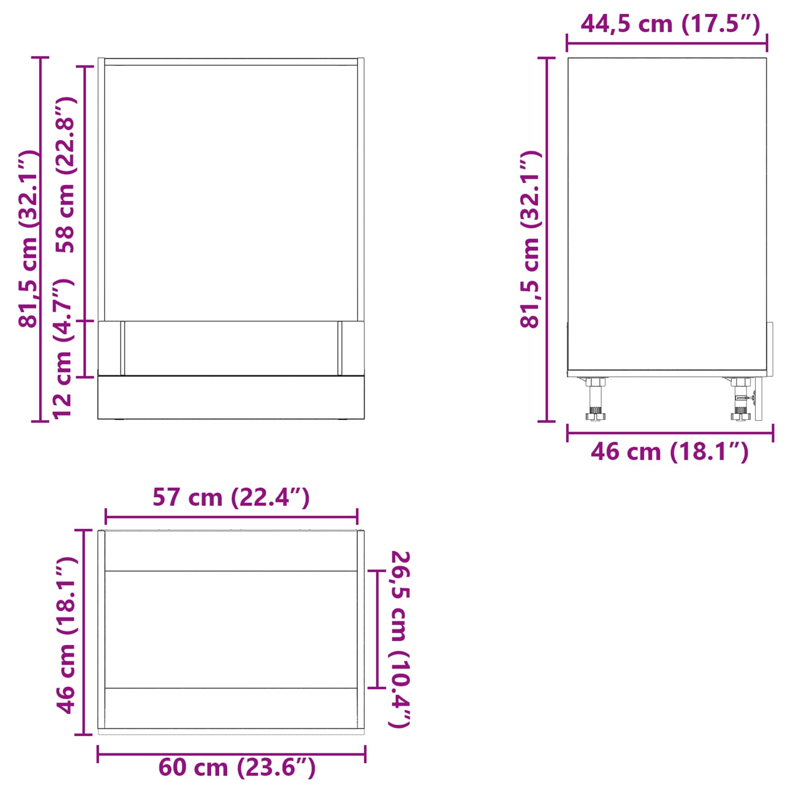 Oven Cabinet "Lucca" size guide