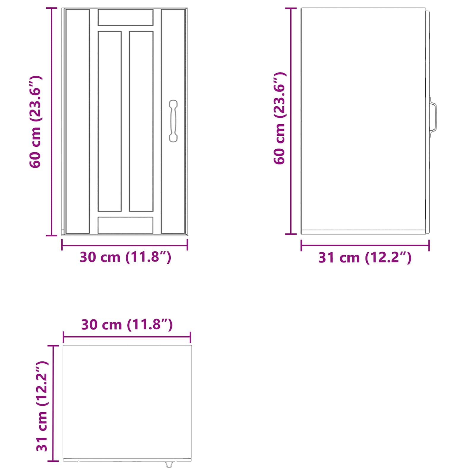 Kitchen Wall Cabinet "Lucca" size guide