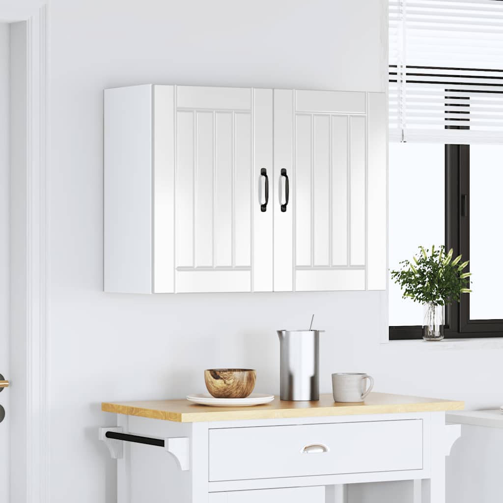 vidaXL Keukenwandkast Lucca bewerkt hout hoogglans wit afbeelding