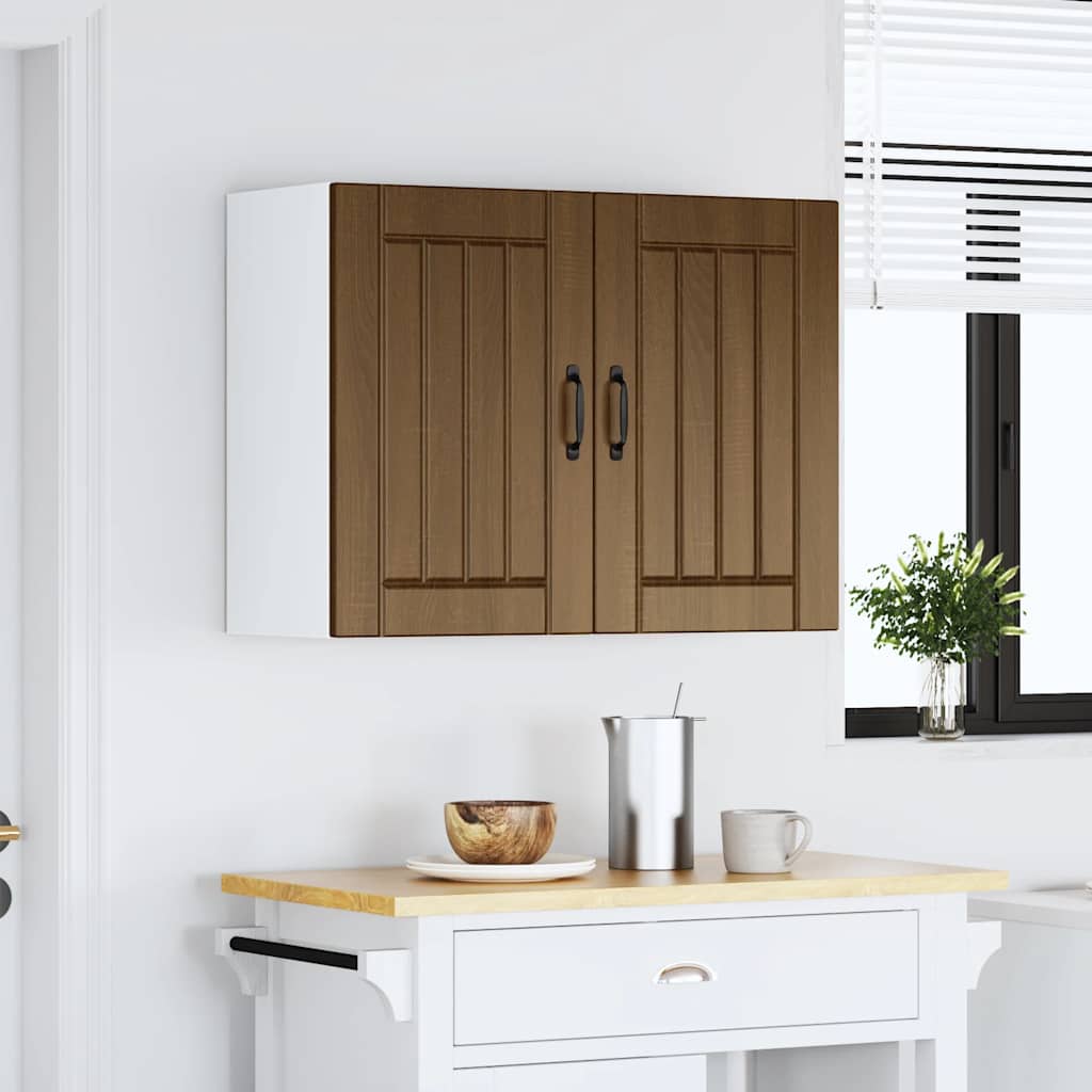 vidaXL Keukenwandkast Lucca bewerkt hout bruin eikenkleur afbeelding