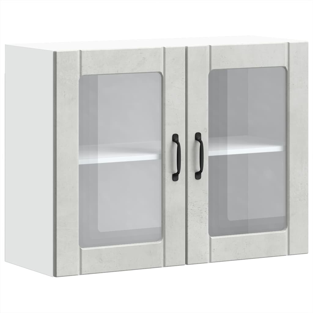 Thumbnail - vidaXL Küchen-Hängeschrank mit Glastür Lucca Betongrau Holzwerkstoff