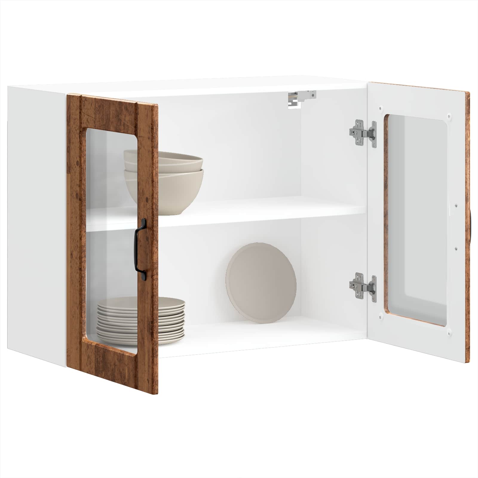 vidaXL Keukenbovenkast met glazen deur bewerkt hout oud houtkleurig bruin, foto 4