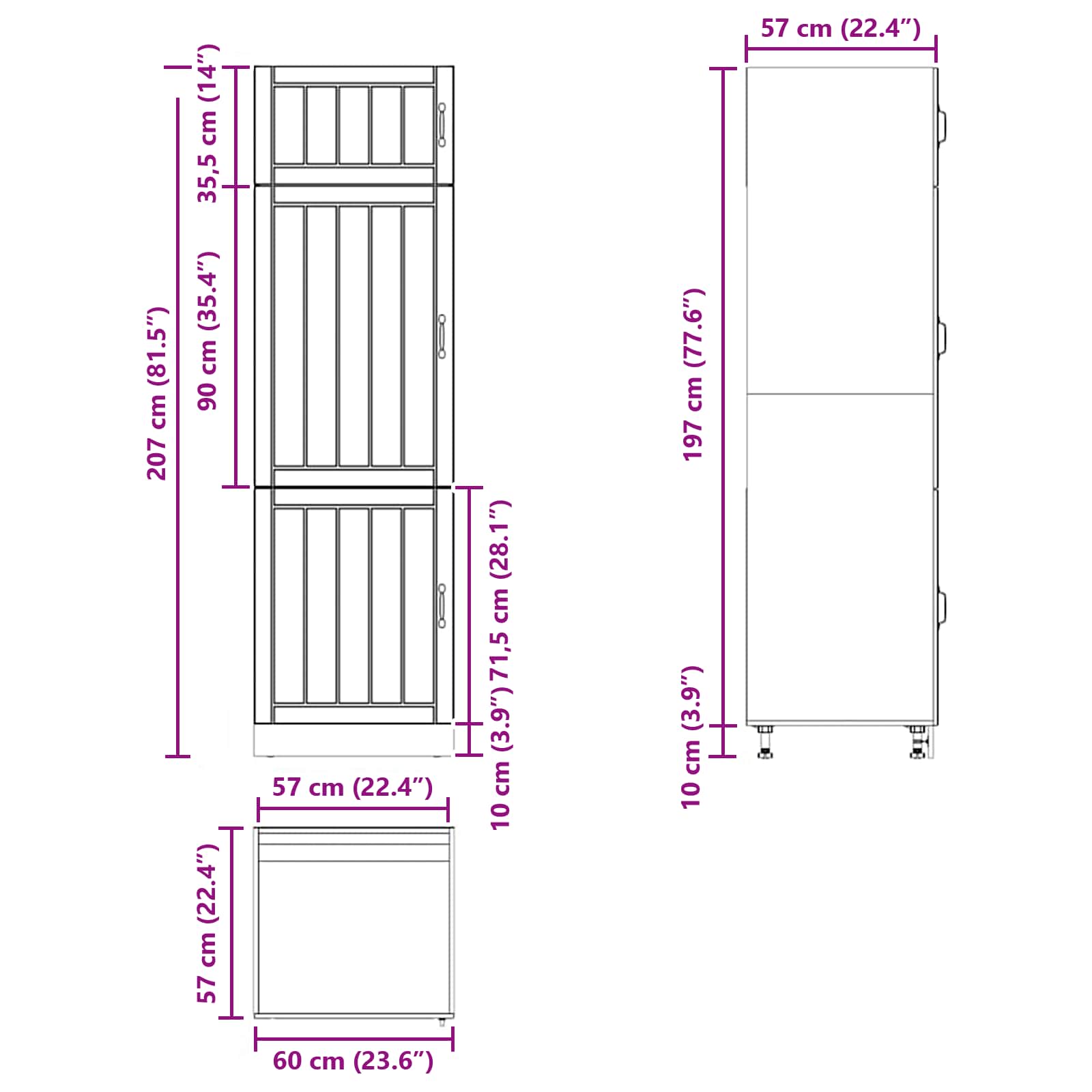 Kitchen Cupboard "Lucca" size guide