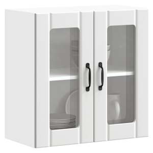 Kuhinjska stenska omarica s steklenimi vrati Lucca bela