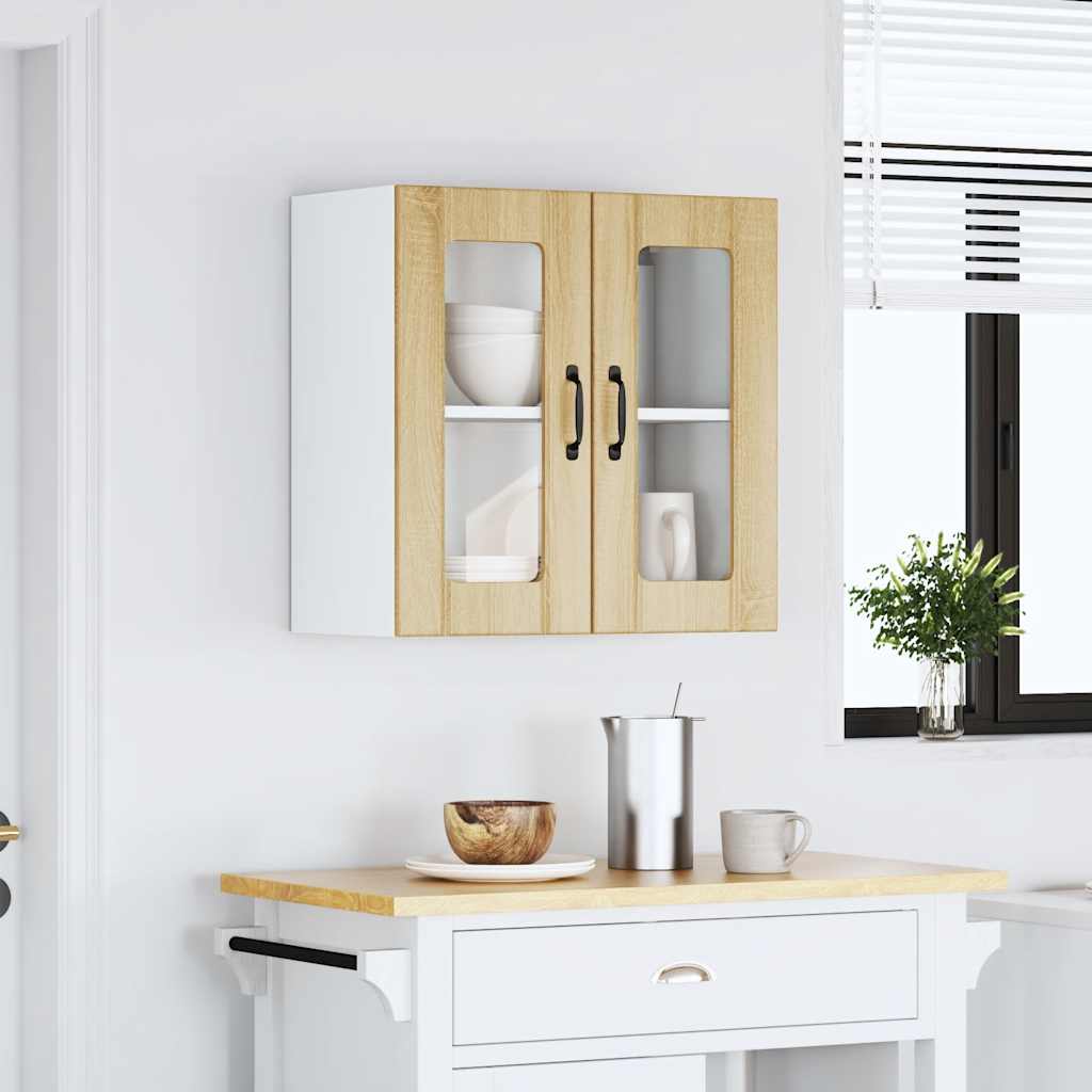 vidaXL Keukenwandkast met glazen deur Lucca bewerkt hout sonoma eikenkleur afbeelding