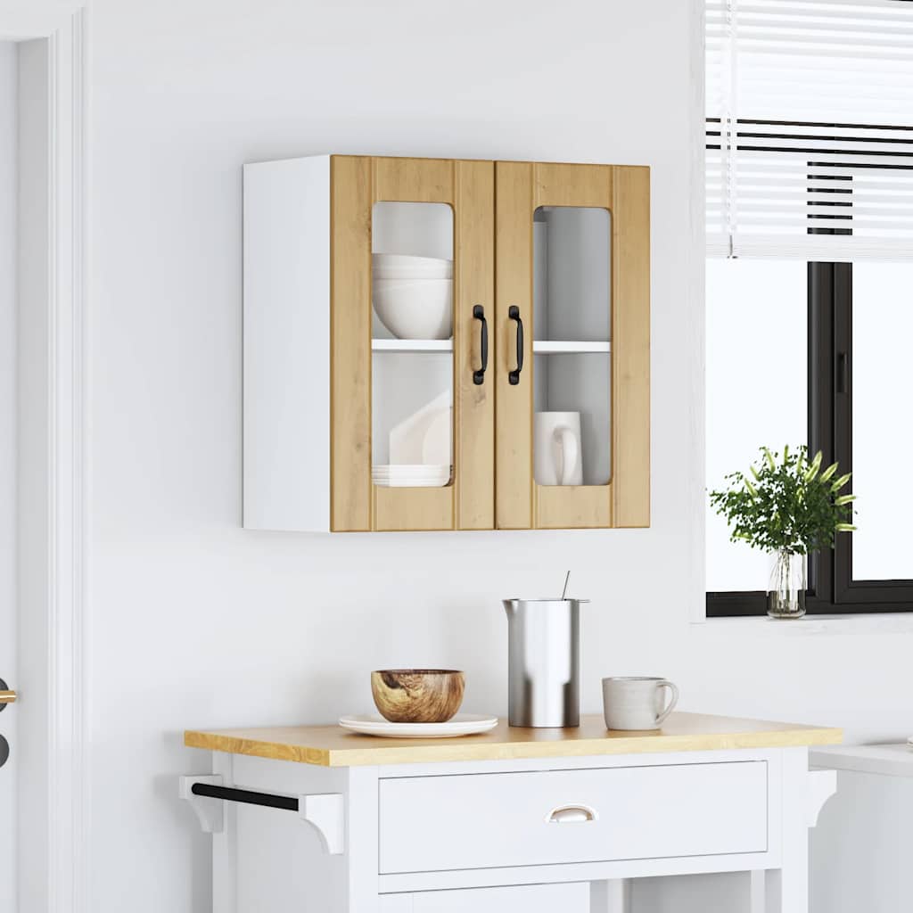Thumbnail - vidaXL Küchen-Hängeschrank mit Glastür Lucca Artisan-Eiche Holzwerkstoff