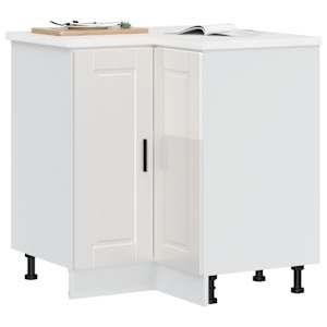 Kuhinjska kotna osnovna omarica Porto visok sijaj bela inž. les