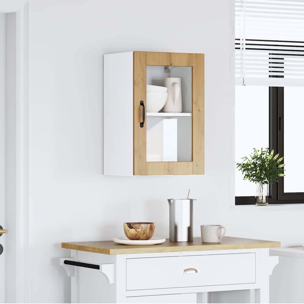 vidaXL konyhai fali szekrény üvegajtóval "Porto" Artisan Oak